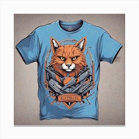 Fox With Guns T-Shirt Design Canvas Print