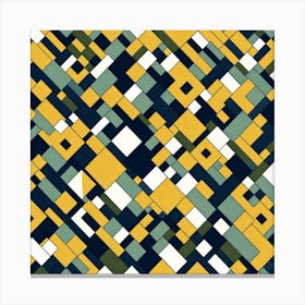 A Sophisticated Pattern Featuring Shapes And Bold Contrasting Colors like Mustard Yellow Navy Blue, flat art, 198 Canvas Print