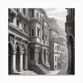 A city with unique architecture and ancient classical carvings designed in the form of arches. Canvas Print