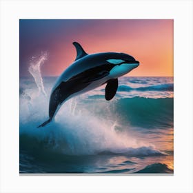Orca Whale Jumping At Sunset 1 Canvas Print