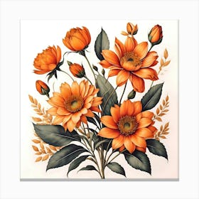 Orange Flowers V.6 Canvas Print