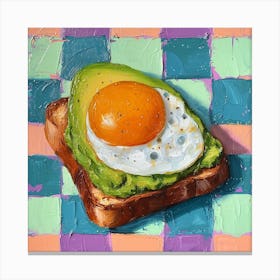 Avocado Egg On Toast Pastel Checkerboard 3 Canvas Print