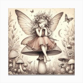 Fairy On A Mushroom 1 Canvas Print