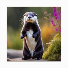 White & Black Otter Canvas Print