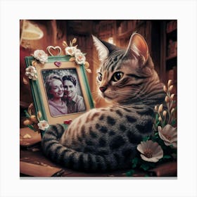 Cat With A Picture Frame Canvas Print