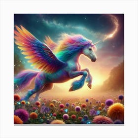 Unicorn In The Field Canvas Print