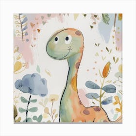 Plateosaurus Dinosaur Muted Pastels Pattern 1 Canvas Print