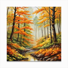 Forest In Autumn In Minimalist Style Square Composition 145 Canvas Print