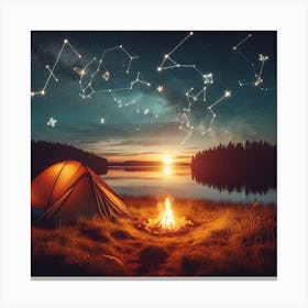 Campfire With Constellations 1 Canvas Print