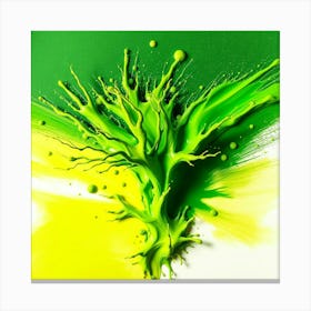 Tree Splashed With Green Paint Canvas Print