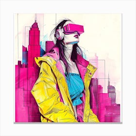 Digital Girl With Vr Glasses Canvas Print