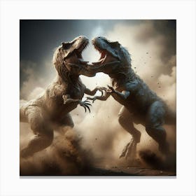 Dinosaurs Fighting Canvas Print