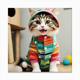 Cat In A Raincoat Canvas Print