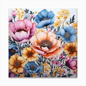 Watercolor Flowers 13 Canvas Print