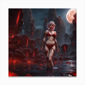 Woman In A Red Bikini Canvas Print