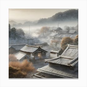 Firefly Rustic Rooftop Japanese Vintage Village Landscape 39076 (1) Canvas Print