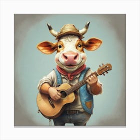 Cow With Guitar 1 Canvas Print