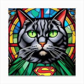 Cat, Pop Art 3D stained glass cat superhero limited edition 24/60 Canvas Print