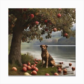 Dog Under Apple Tree Canvas Print