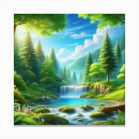 Waterfall In The Forest 46 Canvas Print