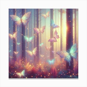 Fairy Forest With Butterflies Canvas Print