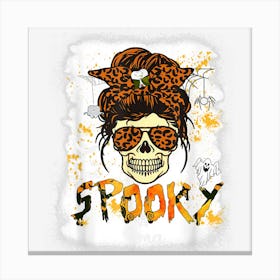 One Spooky Oma Witchy Skull Witch Womens Messy Bun Canvas Print