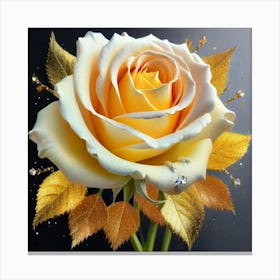 Gold plated white rose 3 Canvas Print