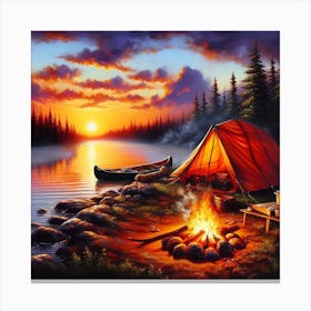 Sunset Campfire Canvas Print