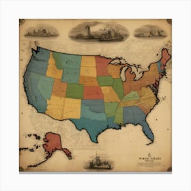 Default Vintage Map Usa Aesthetic 1 Canvas Print