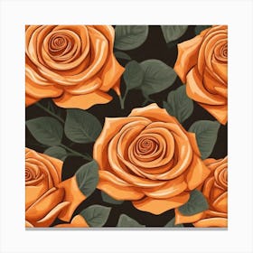 Orange Roses Seamless Pattern 5 Canvas Print