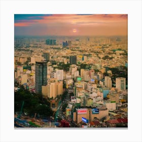Sunset Over Saigon Square Canvas Print