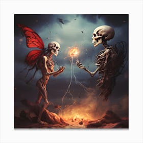Two Skeletons Canvas Print