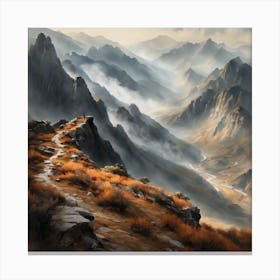 Chinese Mountains Landscape Painting (22) Canvas Print