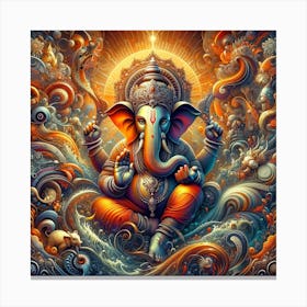 "Divine Resonance" is an exquisite art piece that captures the majestic essence of Ganesha, the revered deity of new beginnings. This vibrant artwork is perfect for those seeking a harmonious blend of spirituality and contemporary design. With intricate patterns and a warm color palette, it exudes a sense of peace and wisdom, making it an ideal addition to any space wishing to channel prosperity and intellectual energy. The mesmerizing swirls and the radiant aura around Ganesha symbolize the universe's eternal flow and the removal of obstacles, promising to transform your environment with its divine presence. Own this masterpiece today and invite the balance of traditional blessings and modern aesthetics into your life. Canvas Print