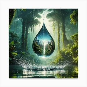 Water Drop In The Forest Canvas Print