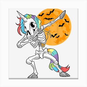 Dabbing Skeleton Unicorn Halloween Canvas Print