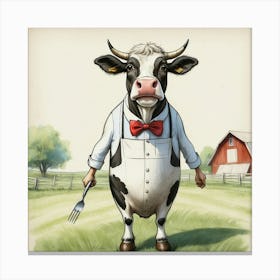 Cow In A Suit 4 Canvas Print