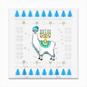 Hanukkah Llama Cute Alpaca Chanukah Ugly Christmas Xmas Gift Canvas Print