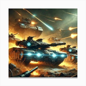 Martian Battle Tanks Frontline Defense Canvas Print