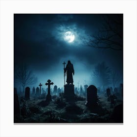 Graveyard At Night 7 Canvas Print