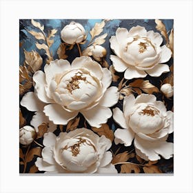 Pattern with White Peony flowers Canvas Print