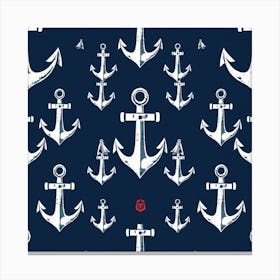 White anchor pattern Canvas Print