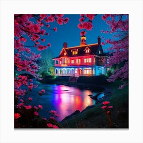 Cherry Blossom House Canvas Print