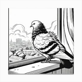 Line Art pigeon 3 Canvas Print