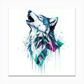 Stylized Wolf Howling Generated AI. Wall Art Print Canvas Print