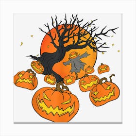 Spooky Pumpkin Halloween Scene Canvas Print