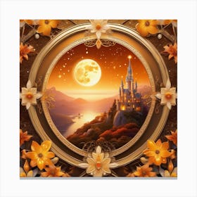 Fairytale Castle With Flowers Canvas Print
