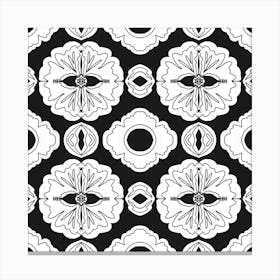 Black And White Floral Pattern 6 Canvas Print