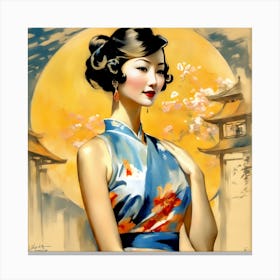 Chinese Lady In Blue Canvas Print