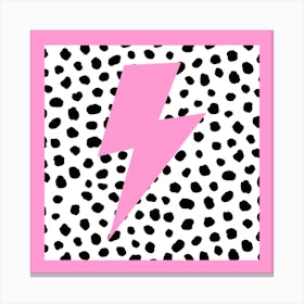 Pink Preppy Lightning Bolt Dalmatian Spots Canvas Print